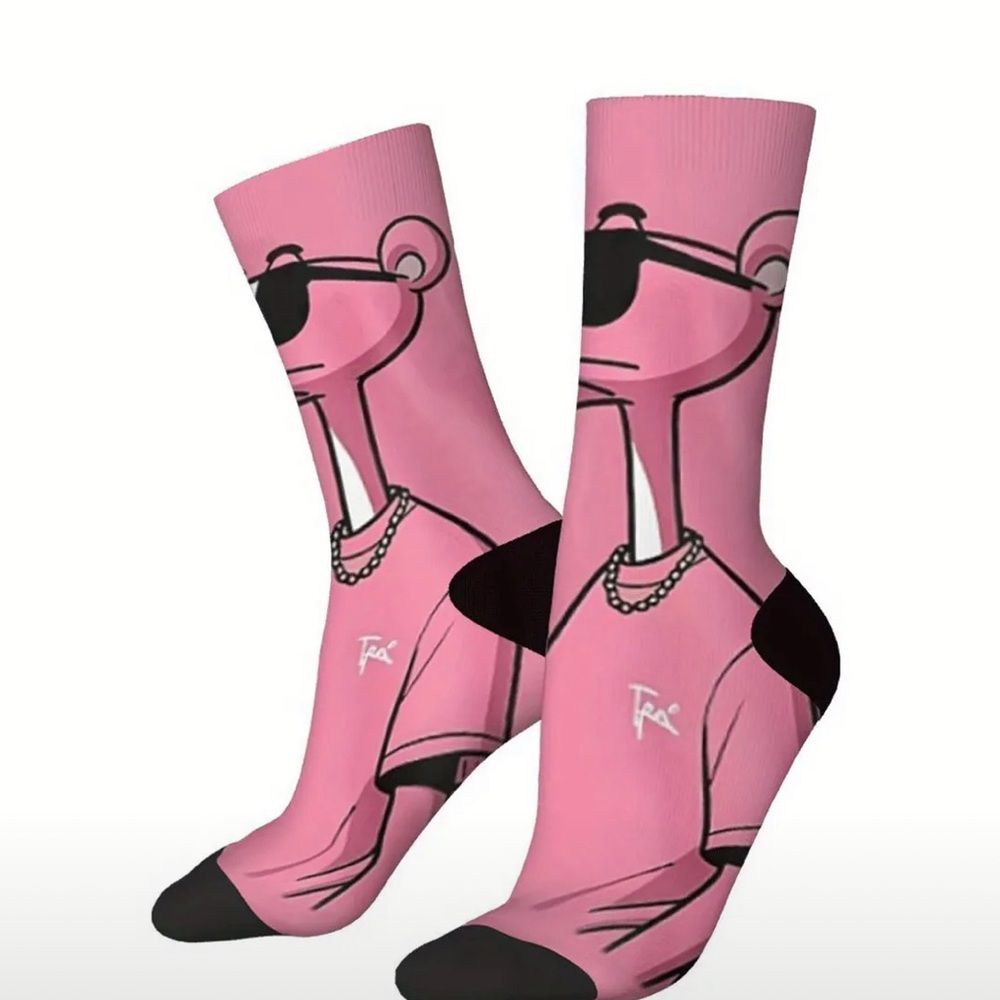 Pink Cartoon Character Socks